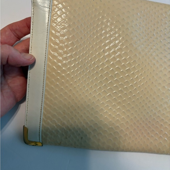 Clutch Koret Lizard Skin Cream & White Signature Handbag Metal Clasp Vintage - Picture 4 of 15
